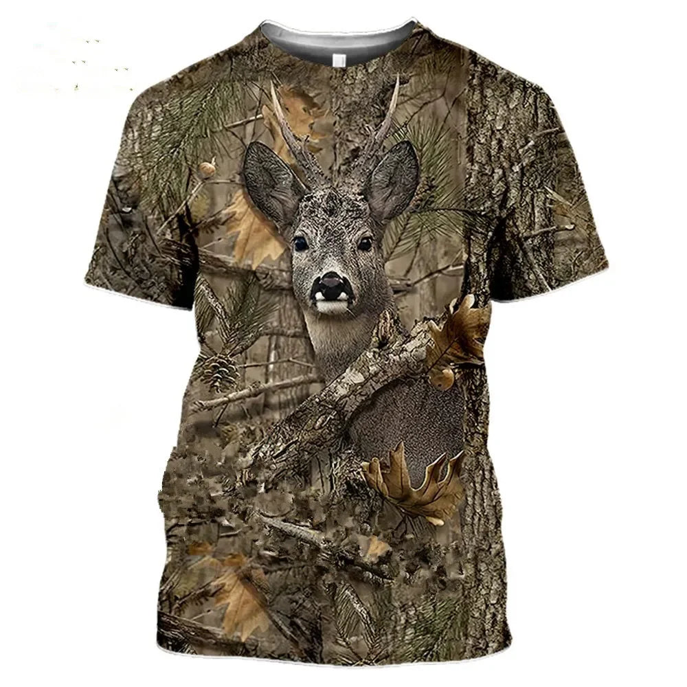 Camouflage Hunting Animal Wild Boar 3d T-shirt Summer Casual Men's T-shirt Fashion Street Women's Pullover Short Sleeve