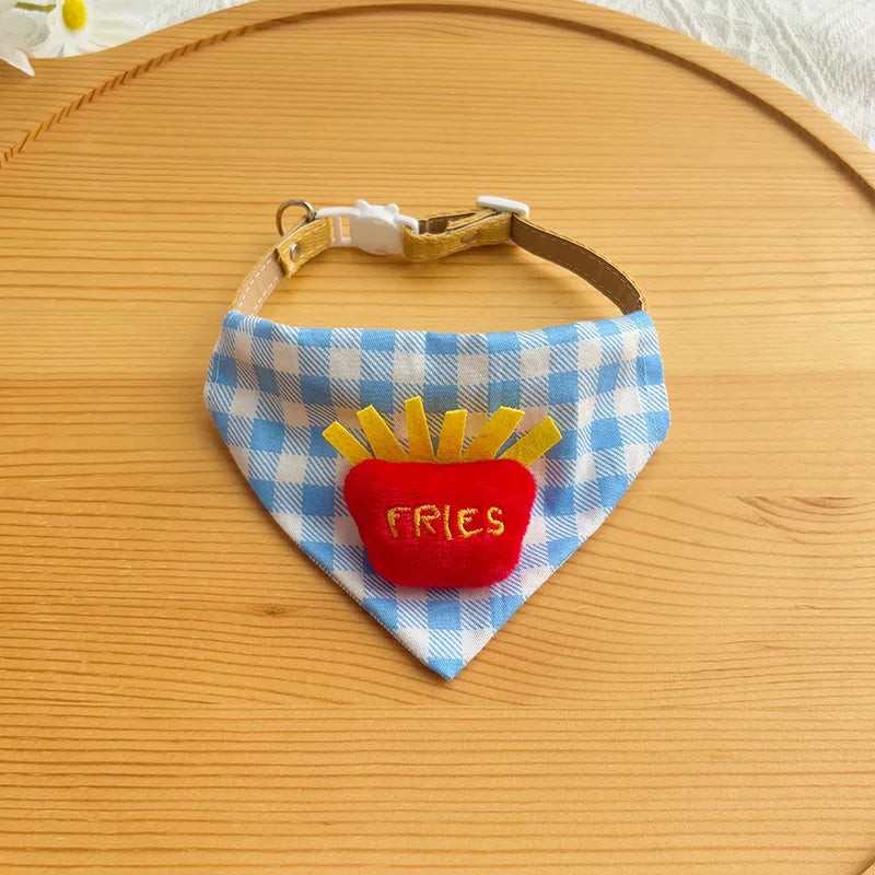 Dog Drool Bib Collar Pet Triangle Bib Cat Cartoon Bib Plaid Cute Outfit Dog Accessories For small Dogs