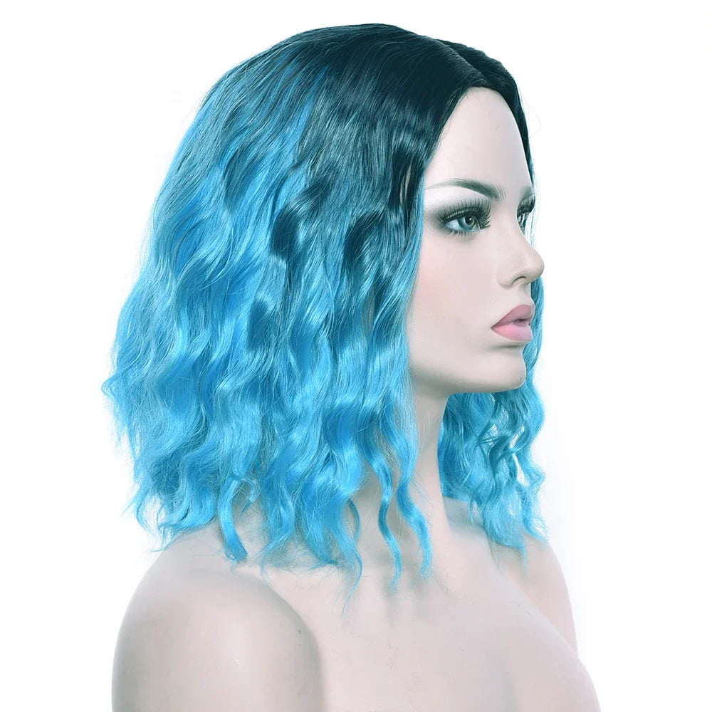 Synthetic Wig Short Kinky Curly Hair Pink Gray Blonde Ombre Hair for Women Party Cosplay Wigs Pelucas