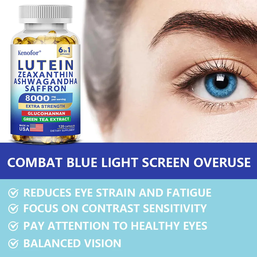Lutein and Zeaxanthin Supplement - Essential Eye Vitamins for Adults Eye Health, with Glucomannan, Ashwagandha for Vision Health