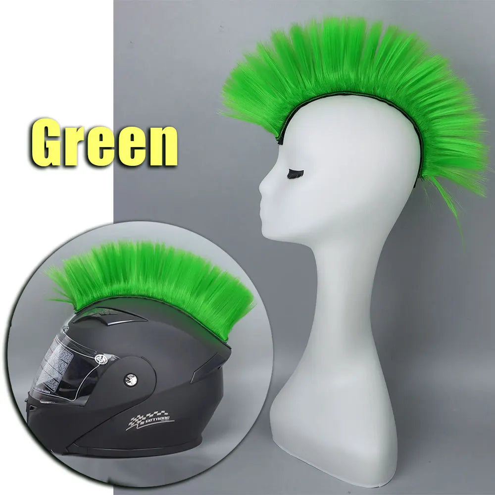 Helmet Mohawk Synthetic wig Decorative Riding Helmet Wig Adhesive Mohawk for Motorcycle Bicycle Ski lmost Helmet Accessories