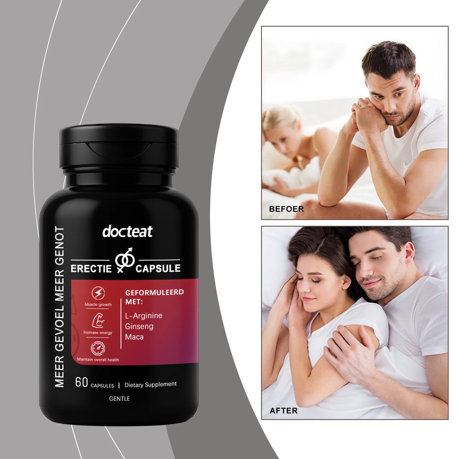 Testosterone Booster for Men, Male Enhancing, Enhance Energy & Endurance, Muscle Growth Supplement, Maca Ginseng