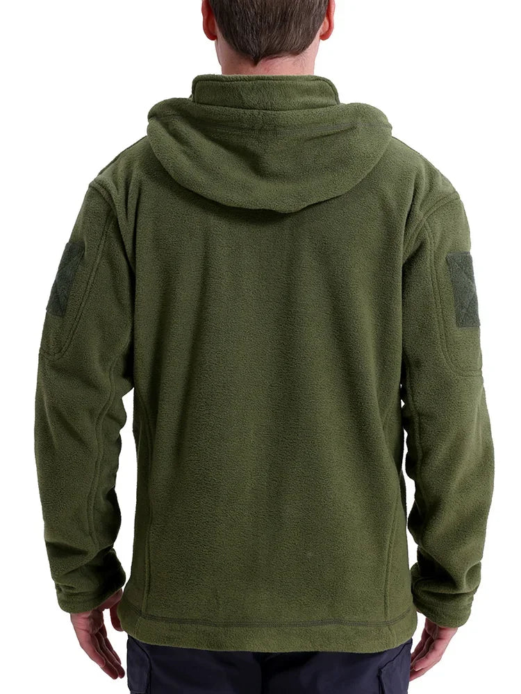 Men's Hunting Fleece Jacket Hiking Hunting Outdoor Fleece  Tactical Jacket Winter Warm Full Zip Military Hoodies Multi-Pockets