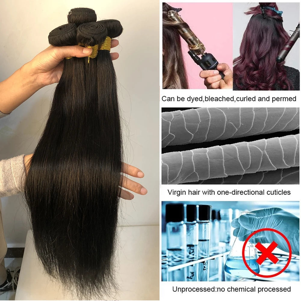 Straight Bundles Human Hair 20 22 24 Inch Brazilian Virgin Hair Bundles Remy Human Hair Weave Extensions 50 gram Per Bundle