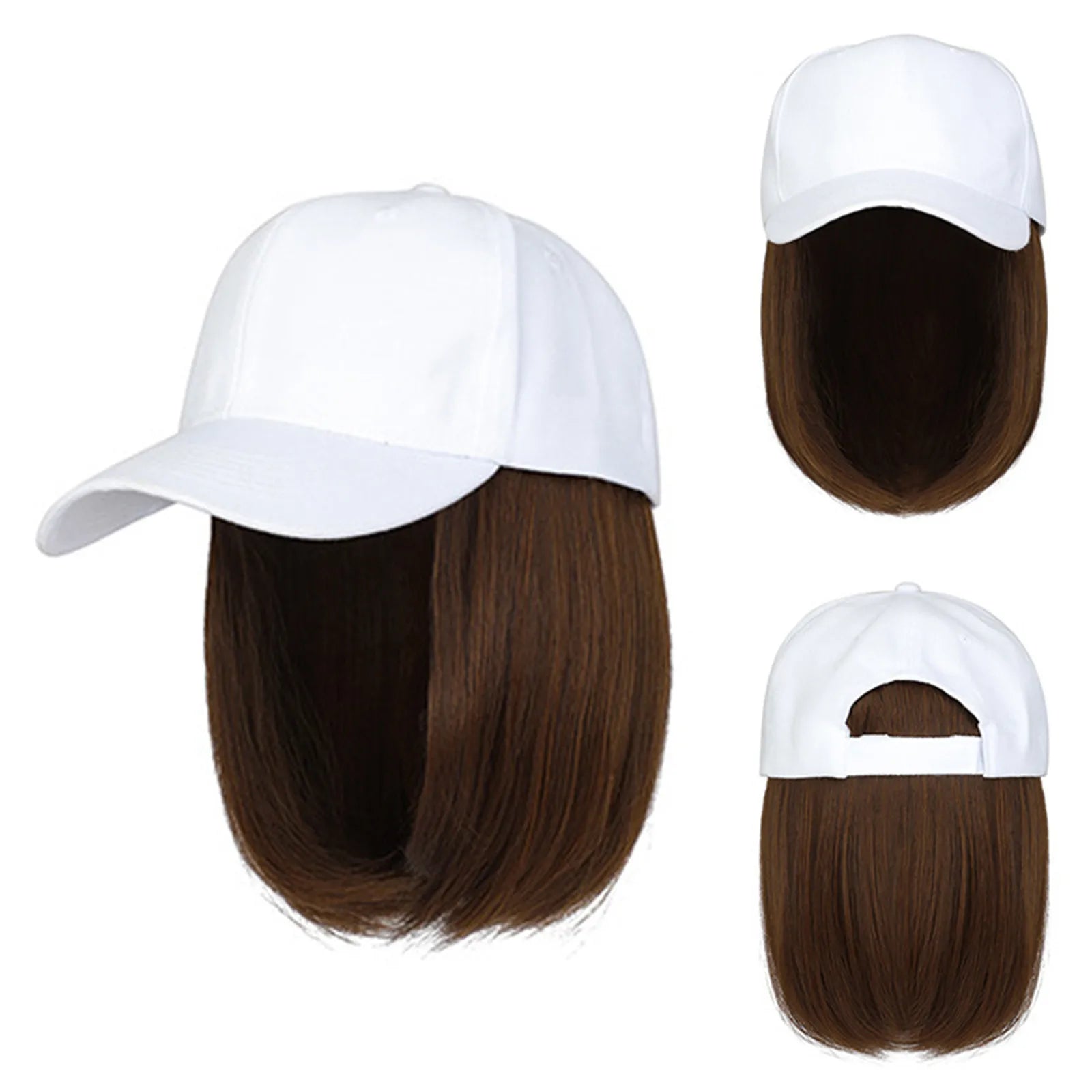 Short Straight Wigs Hat Women Wig Hat Hair Wig Cap Hip Hop Cap for Women Straight Baseball Bob Wig Bonnet Cool Punk Wigs