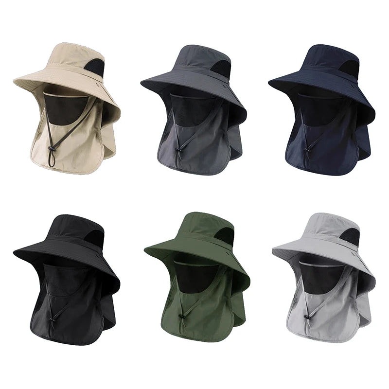 Outdoor Hunting Fishing Cap For Men Women Hiking Camping Visor Bucket Hat Neck Flap Fisherman Hat Summer Sun Hats UV Protection