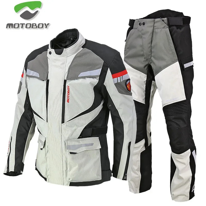 Warm Waterproof MOTOBOY motorcycle Jacket pants  winter motorbike jersey suit men's with CE Protectors motocross Rally Suit