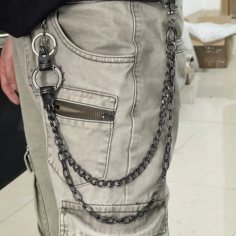 Hip Hop Pant Chain Waist Jeans accessories Metal Rock Motorcycle clothing