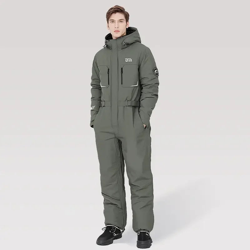 Motorcycle Riding Winter Coldproof Clothing Winter Fashion Waist Designwarm Cotton Jumpsuit Thickened Waterproof Snowmobile Suit