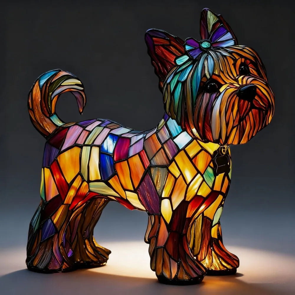 LED Night Light Glowing Dog Series Artistic Animal Statues French Bulldog Labrador Retriever Golden Retriever Resin Ornaments