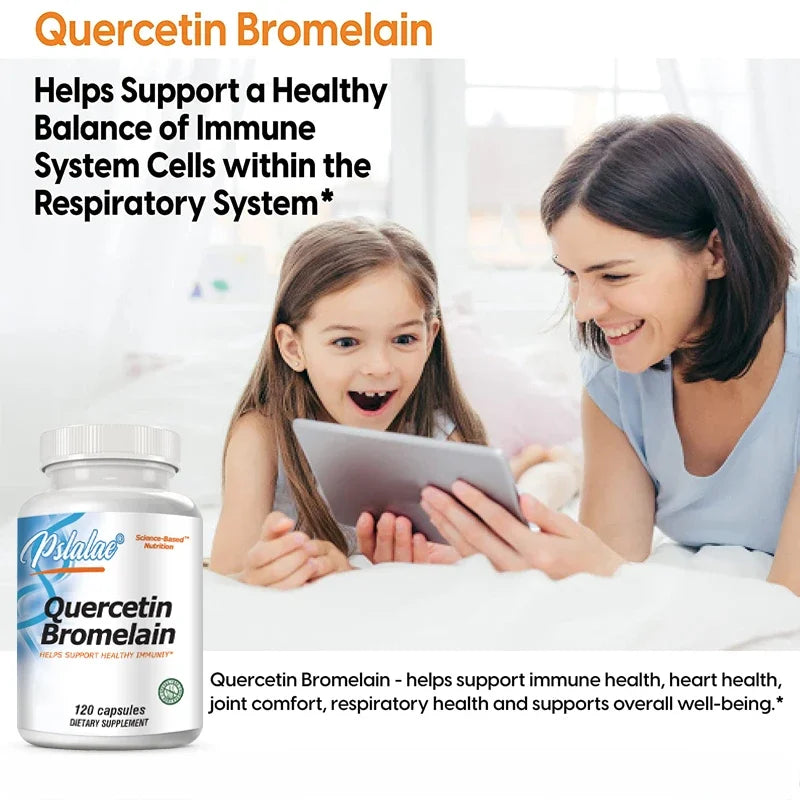 Quercetin Bromelain, Immune Support, Heart, Joint & Respiratory Health, Non-GMO, Vegan Capsules