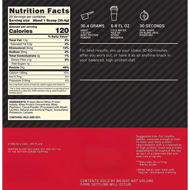 Whey Protein Powder Chocolate Flavor, 24g Protein Per Serving, Instant Mix Drink, 2LB 29 Servings, Gluten Free, Sports Nutrition