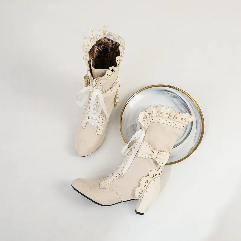 Renaissance Medieval Victorian Steampunk Cosplay PU Shoes Boots for Women