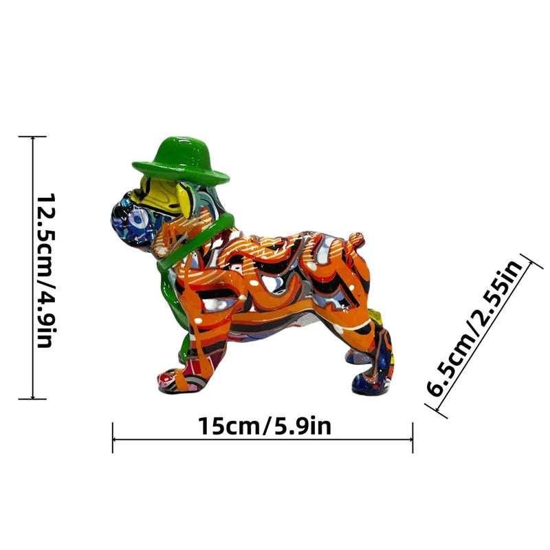 Graffiti Dachshund Figurine Colorful Dog Statue Home Table Decoration Resin Bulldog Sculpture Animal Dogs Ornament for Room Desk