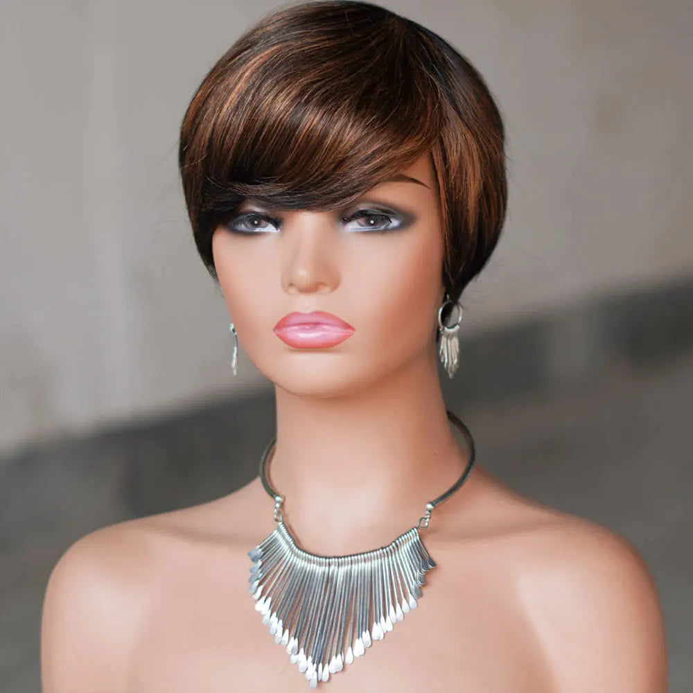 INS FACIN Short Bob Wigs None Lace Front Brazilian Remy Human Hair Wigs with Bangs Kinky Curly Wigs for Women 180% Density