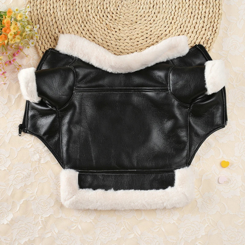 Winter Dog Clothes Pet Dog Plus Velvet Warm Thickening Leather Coat Jacket Puppy Pets Clothing For Chihuahuas Small Medium Dog