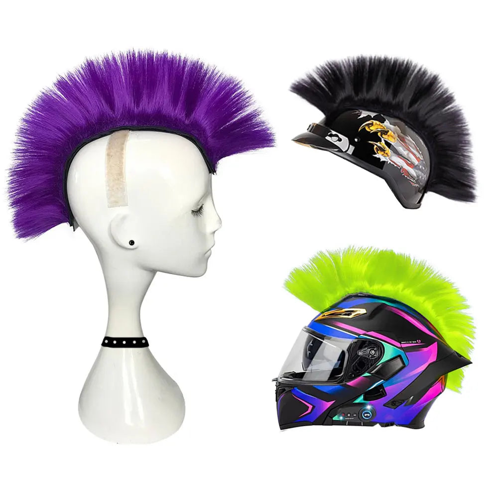 Synthetic Wigs Helmet Hawks Motorcycle Helmet Mohawk for Bicycle/Almost Helmet/Stick Reusable Design (Helmet Not Included)