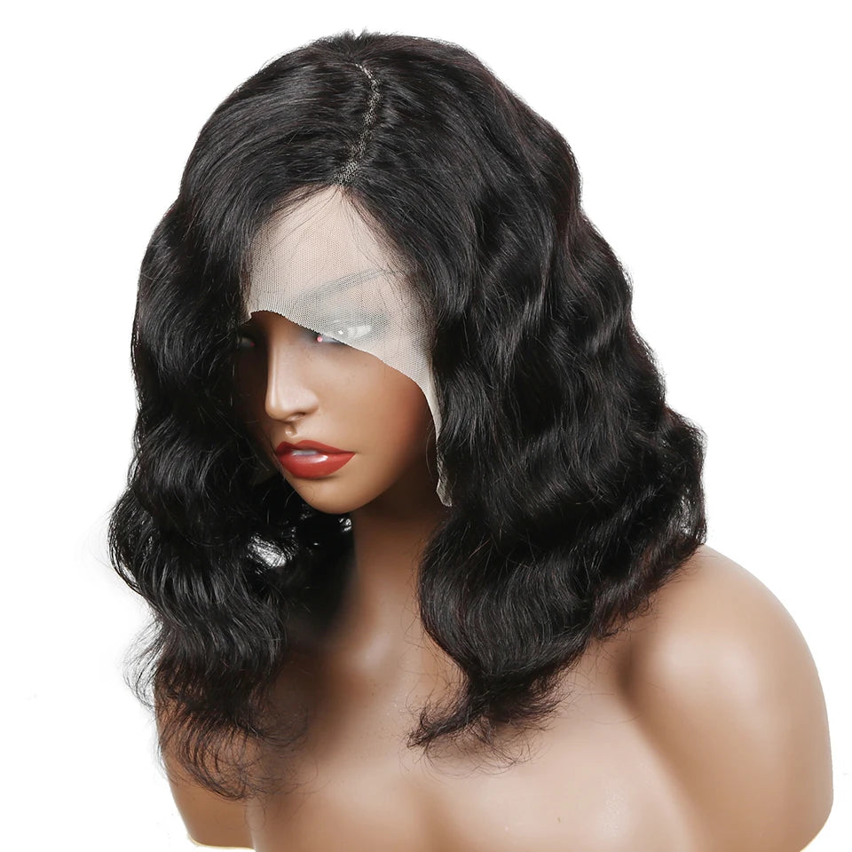 Side Part Wavy Short Bob Wigs Raw Vietnamese Virgin Hair Glueless Body Wave Human Hair Lace Frontal Pre Cut 13x4 Hd Lace Wig