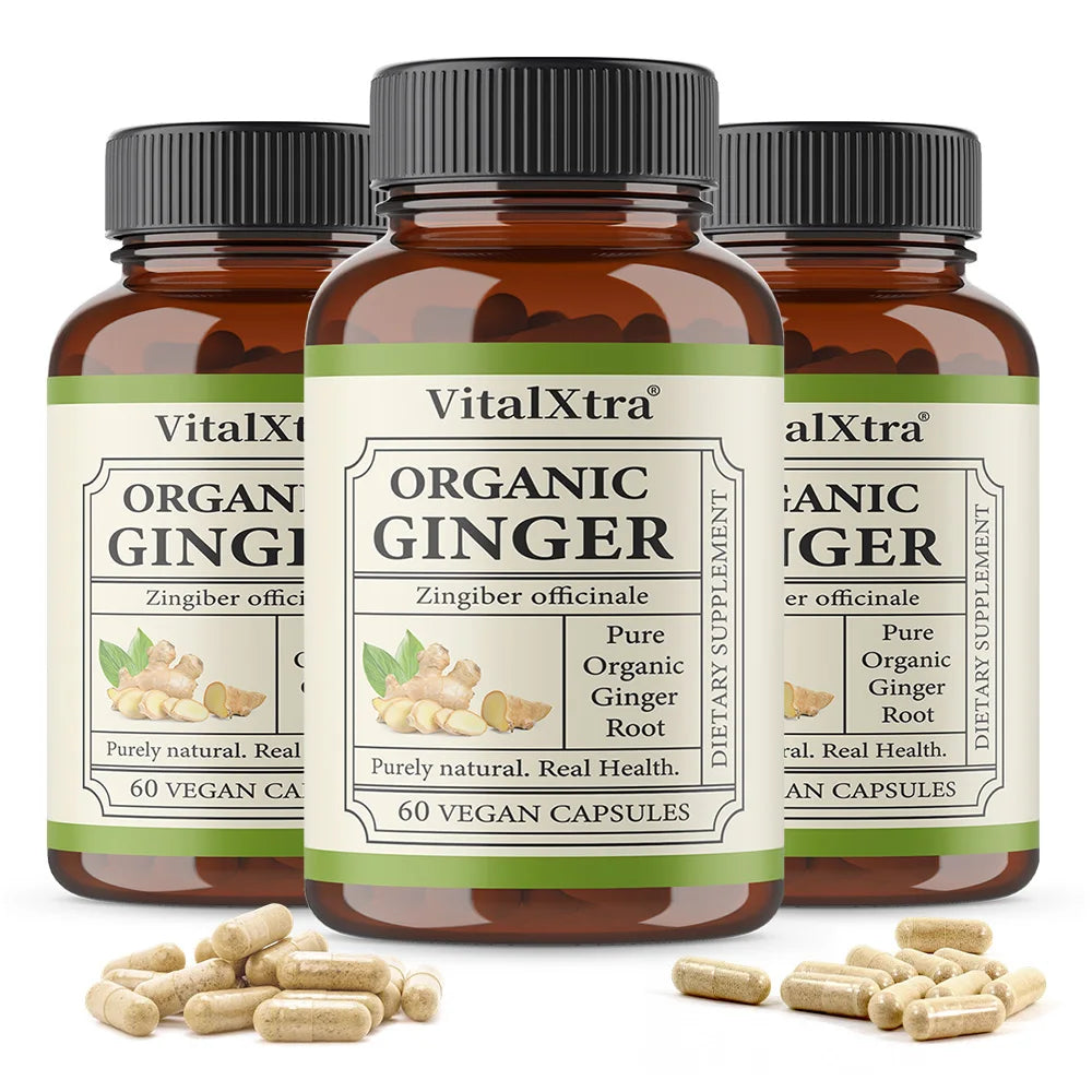 Ginger Supplement, Organic Ginger Root Capsules, 950 Mg, Improves Digestion and Absorption, 120 Vegan Capsules
