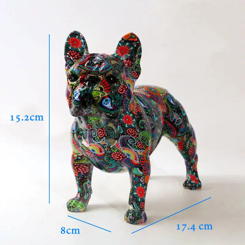 Creative Color Bulldog Chihuahua Dog Statue Figurine Resin Sculpture Home Office Bar Store Decoration Ornament Crafts