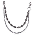 Gothic Punk Curb Chain with Skull Pendants Heavy Duty Black Waist Chain for Men Women Hip Hop Y2K Keychain Belts Accessory