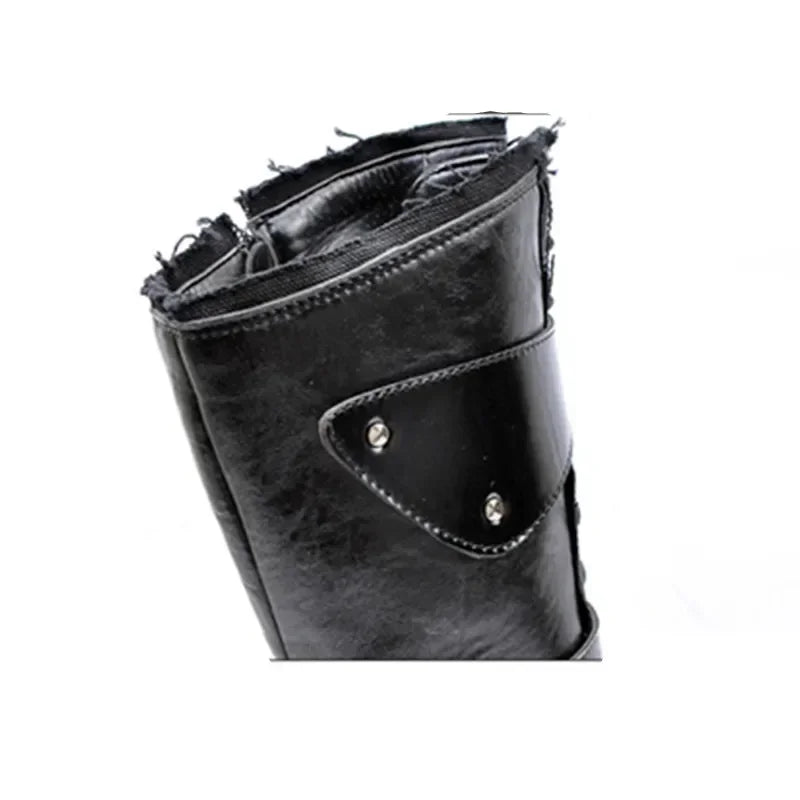 Gothic Punk Cosplay Dance Boots for Men 2025 Fall Winter Mid Leg Patent Leather Warm Motorcycle Boots Male Shoes for Office