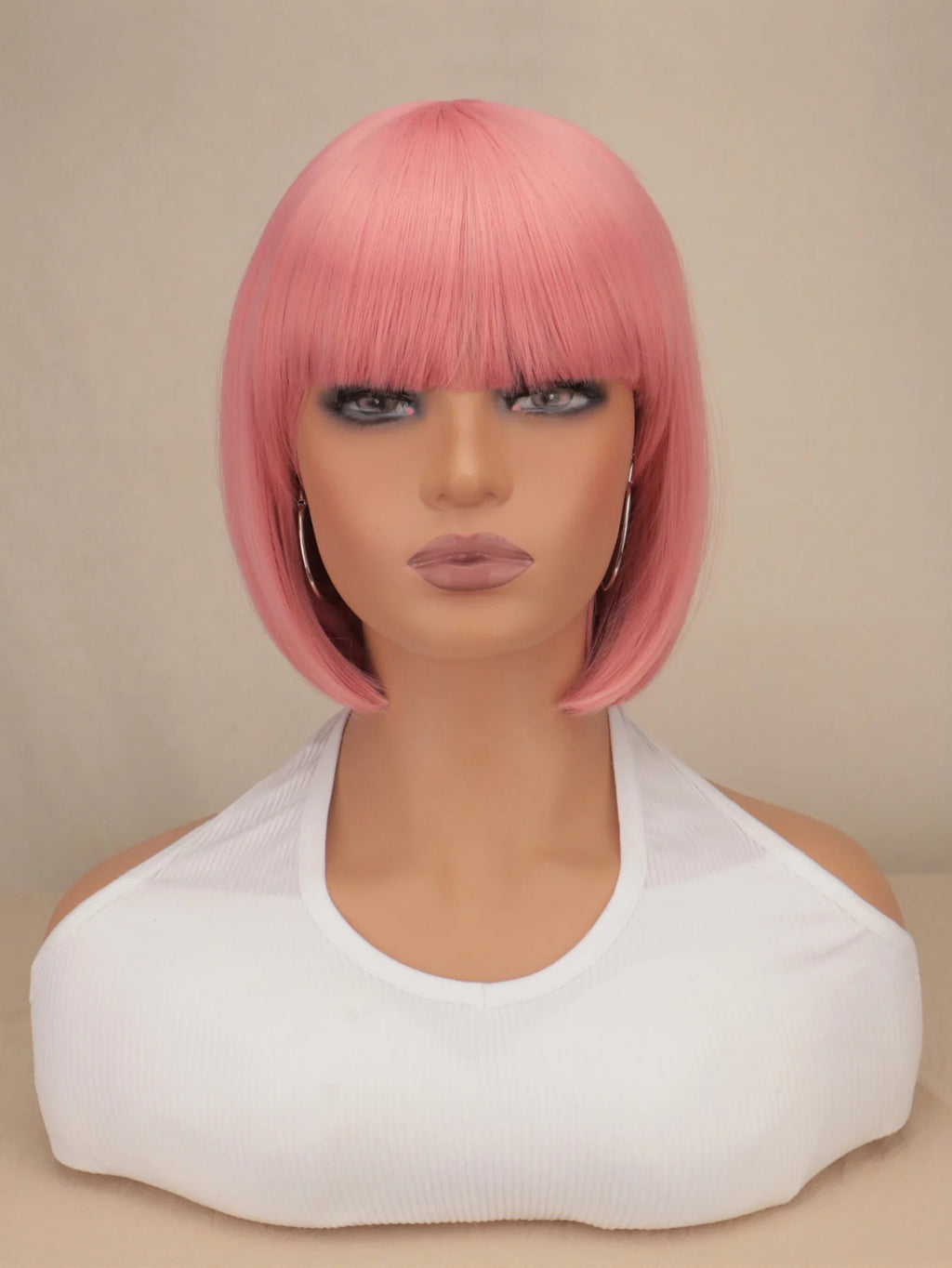 Short Bob Wig With Bangs Synthetic Wigs For Women Black Blonde Pink Lolita Cosplay Party Natural Hair Perruque Bob