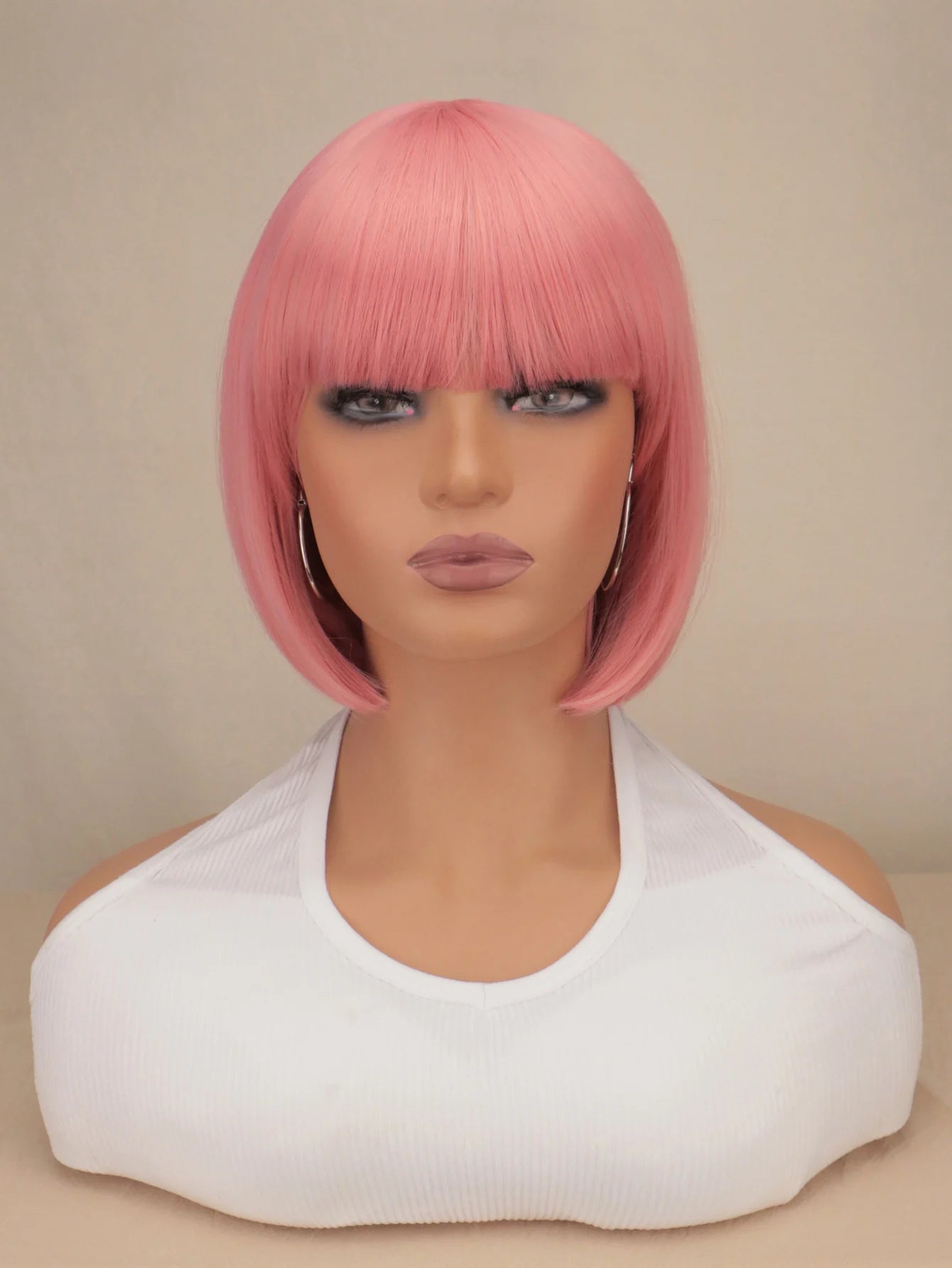 Short Bob Wig With Bangs Synthetic Wigs For Women Black Blonde Pink Lolita Cosplay Party Natural Hair Perruque Bob