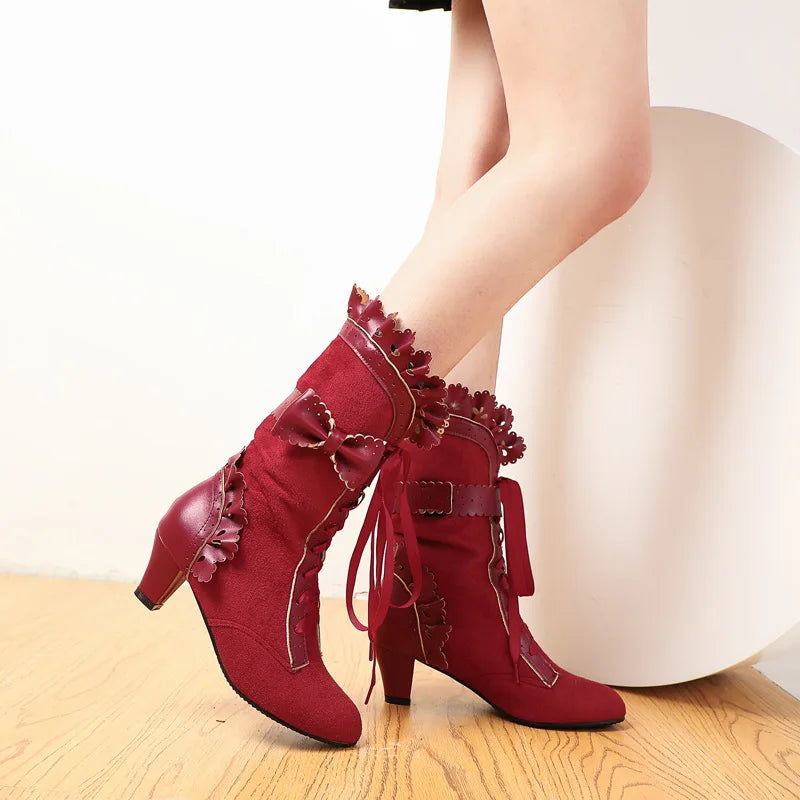 Renaissance Medieval Victorian Steampunk Cosplay PU Shoes Boots for Women