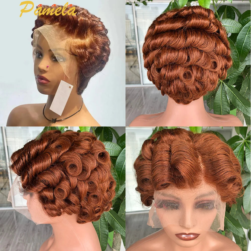 13x4 Short Bob Loose Wave Lace Front Wigs Pre Plucked Bleached Knots Pixie Cut Hd Transparent Lace Front Natutal Human Hair Wig