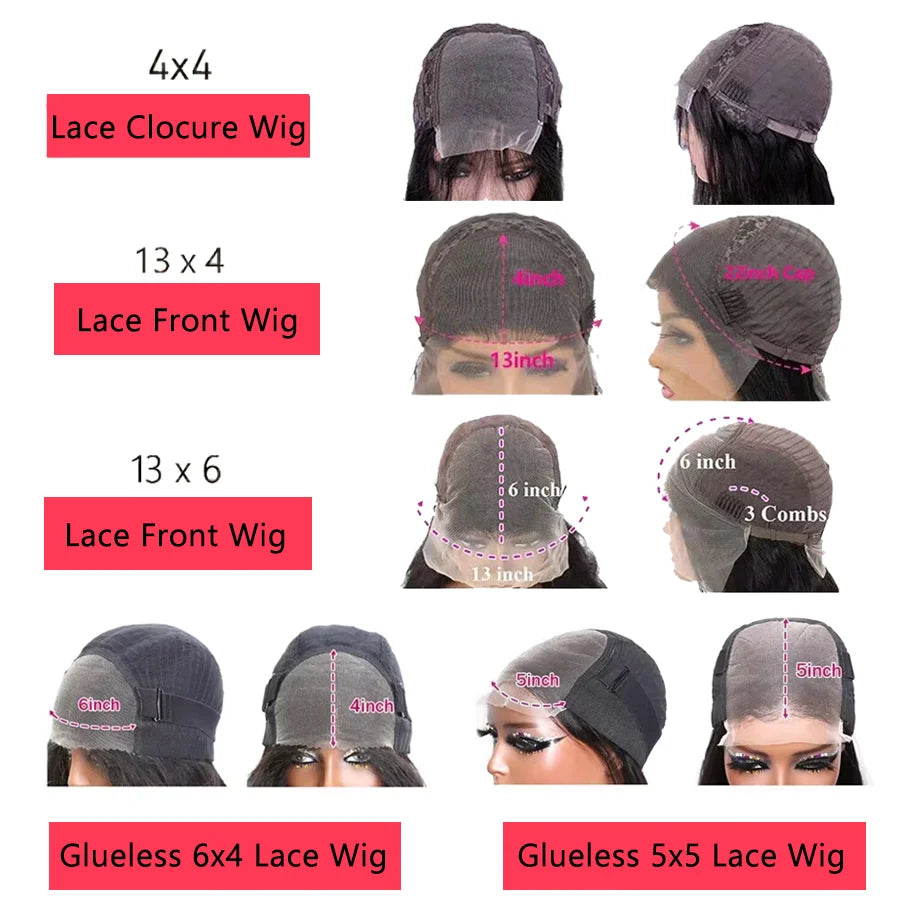 Deep Wave 13x6 Lace Front Human Hair Wig 6X4 5X5 Closure Wig Curly 13x4 Lace Frontal Wigs For Women Wet And Wavy Pre Plucked