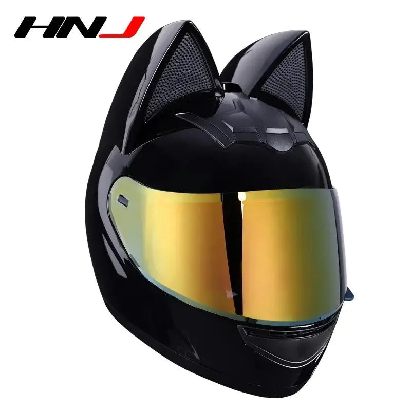 Capacete Casque Moto Motorcycle Full Face Helmet Women Moto Ear Helmets Personality Motorbike Helmet Cat Ear Helmet Motocross