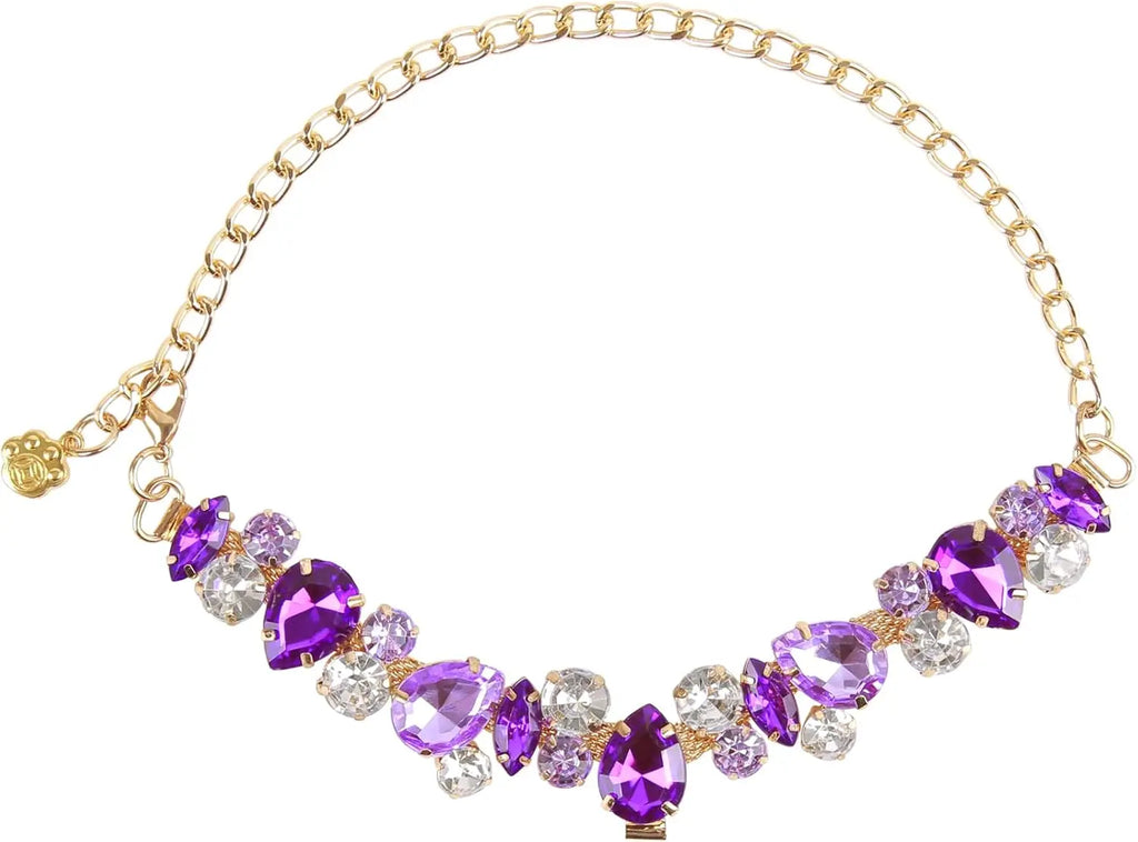 Luxury Gemstone Dog Cat Collar Gold Chain Necklace Fashion Pet Jewelry Accessories Puppy Diamond Collar for Small Medium Dogs