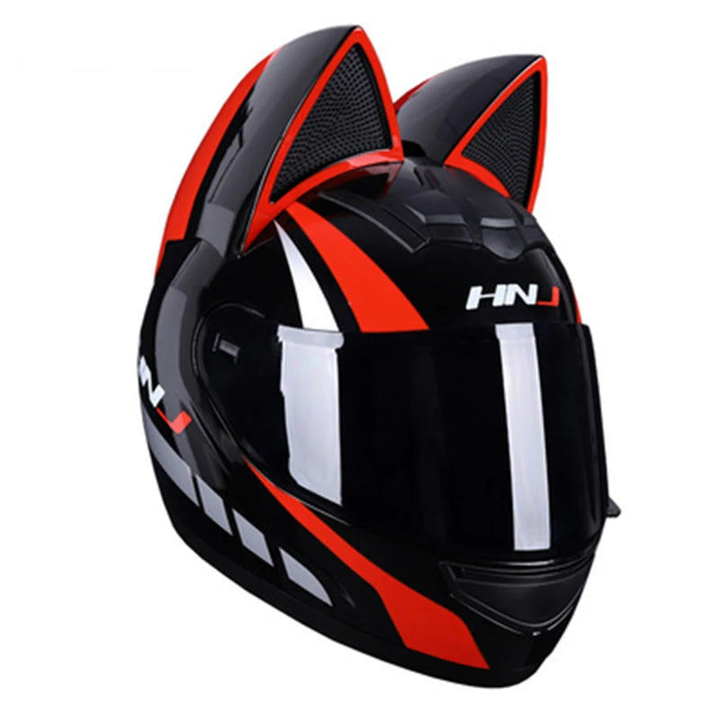 Capacete Casque Moto Motorcycle Full Face Helmet Women Moto Ear Helmets Personality Motorbike Helmet Cat Ear Helmet Motocross