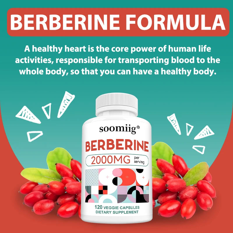 2000 Mg Berberine Supplement Capsules, Supports Metabolism, Regulates Blood Sugar Levels, and Enhances The Immune System