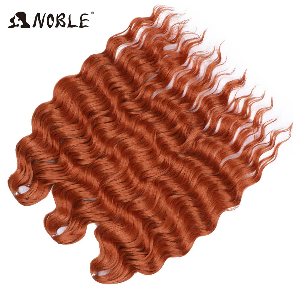 Noble 24 Inch Synthetic Hair Water Wave Braiding Hair Extensions Ombre Rainbow color Deep Wave Curl Twist Crochet Hair Extension