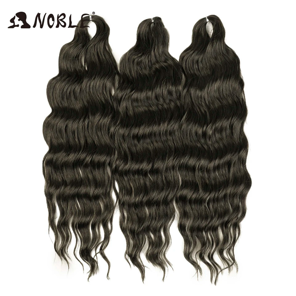 Noble 24 Inch Synthetic Hair Water Wave Braiding Hair Extensions Ombre Rainbow color Deep Wave Curl Twist Crochet Hair Extension