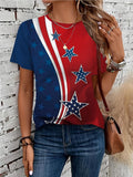 Women's American Flag & Bald Eagle Print T-Shirt Casual Short Sleeve Crew Neck Patriotic Graphic Tee for Summer