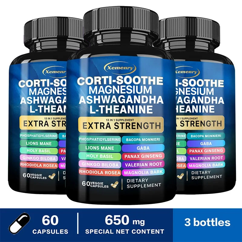 Corti-Soothe Cortisol Supplement - Manage Stress, Maintain Calm & Support Adrenal Health,with Magnesium, Ashwagandha, L-Theanine