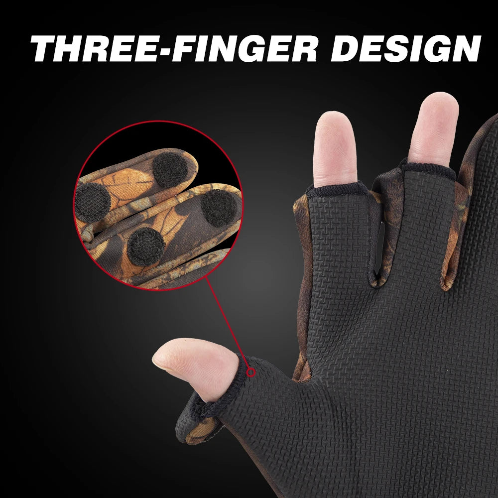 Hunthouse Fishing Gloves Two Finger Neoprene Winter Fishing Gloves PU Breathable Leather Warm Pesca Fitness Fishing Accessories