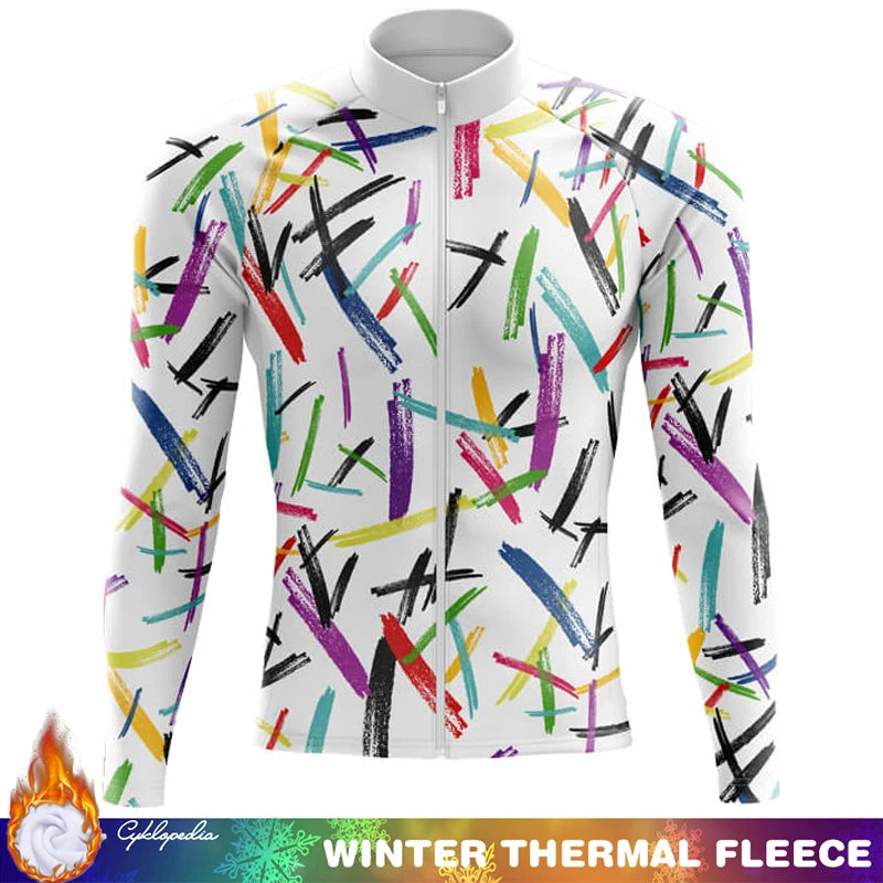 Cycling Clothing Man Thermal Fleece Jersey Winter Long Sleeve Men Men's Clothes Mens Uniform Outfit Retro Biking Cycle Bike Road