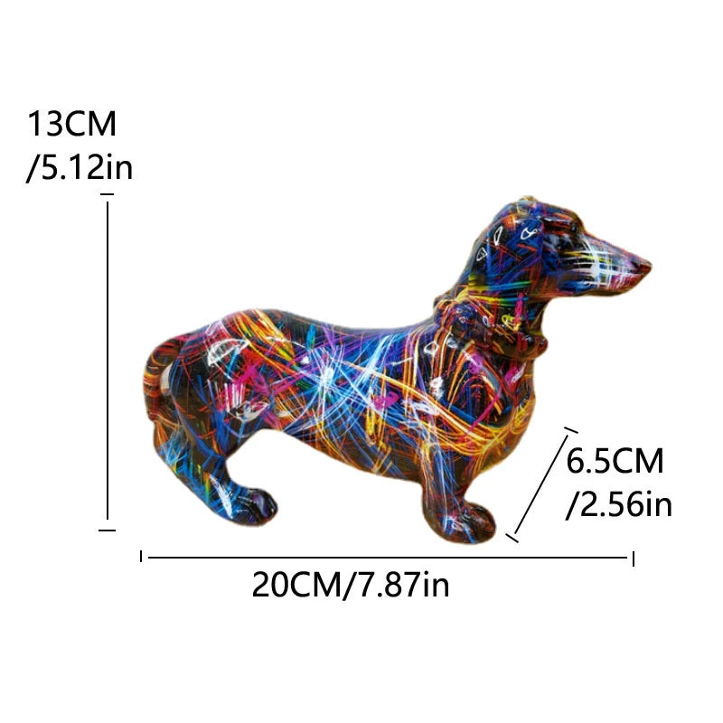 1 piece colorful dachshund figurine animal dog, home decoration living room bedroom bookshelf dining table table top decoration.