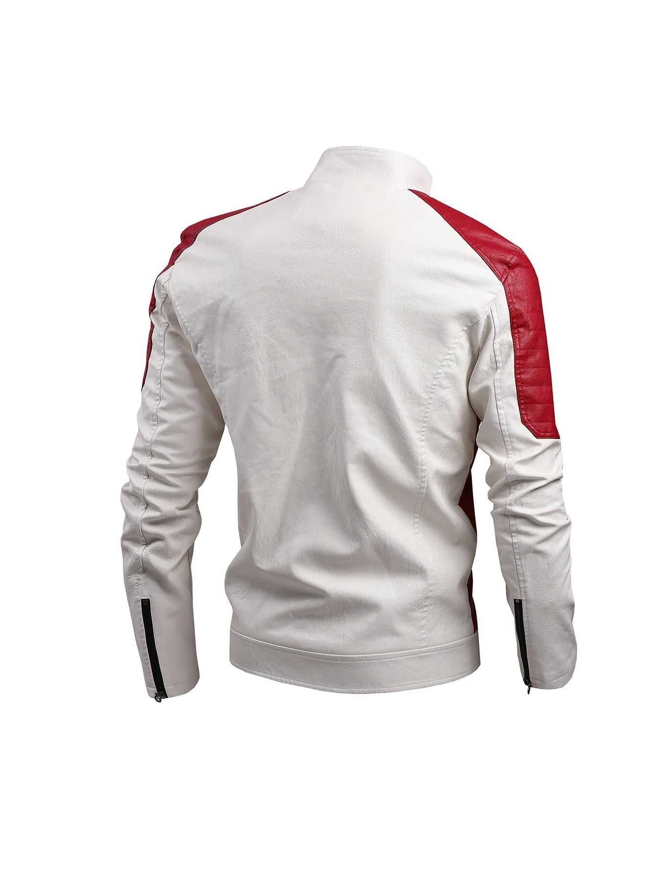 Men's Casual Motorcycle Jacket - Fashionable Black, Small Stand Collar, Long Sleeve Zipper, Multi Pockets, Comfortable Polyester