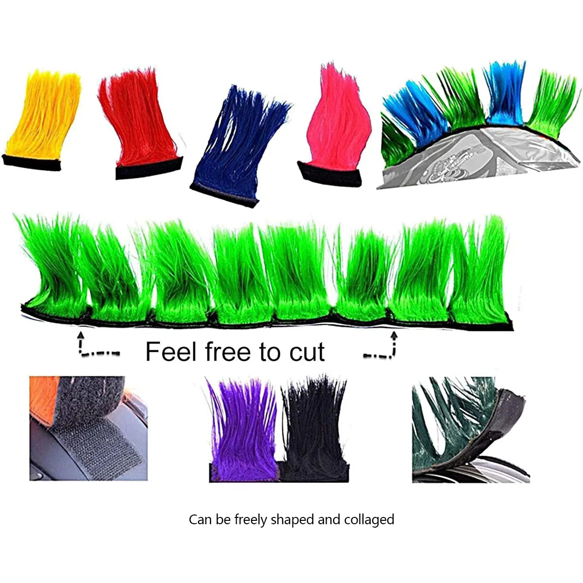 Helmet Mohawk Synthetic wig Decorative Riding Helmet Wig Adhesive Mohawk for Motorcycle Bicycle Ski lmost Helmet Accessories