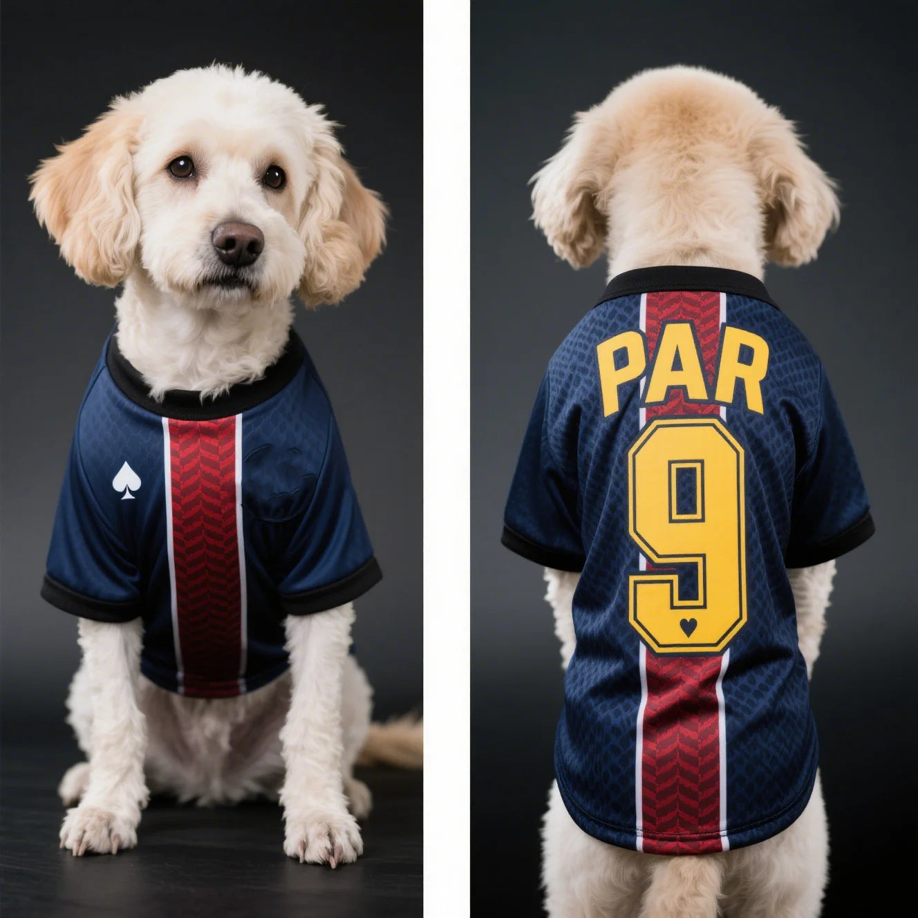 Pet Dog Clothing  Dog Short-Sleeved T-Shirt Comfortable And Cool For Summer Wear  Paris Saint-Germain Style Football Jersey