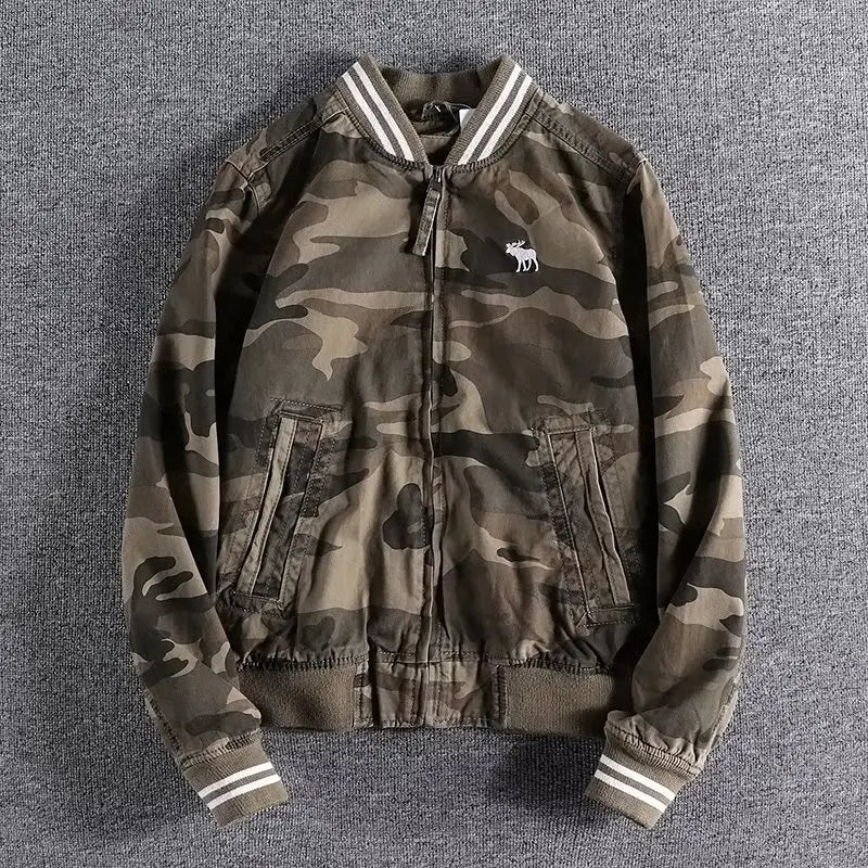 American Style Tactical Vest Men's Camouflage Outdoor Canvas Workwear Jacket Loose Fit V-Neck Single Button Closure Cotton