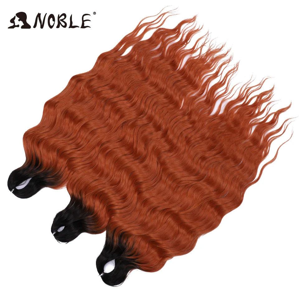 Noble 24 Inch Synthetic Hair Water Wave Braiding Hair Extensions Ombre Rainbow color Deep Wave Curl Twist Crochet Hair Extension