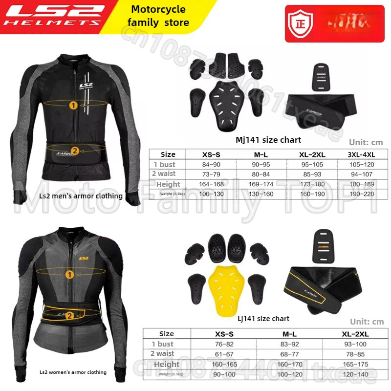 OriginalLS2 Motorcycle Jacket X-Armor Motocross Riding Clothing Summer Breathable Motorbike Jacket Men Women Moto Racing Jacket