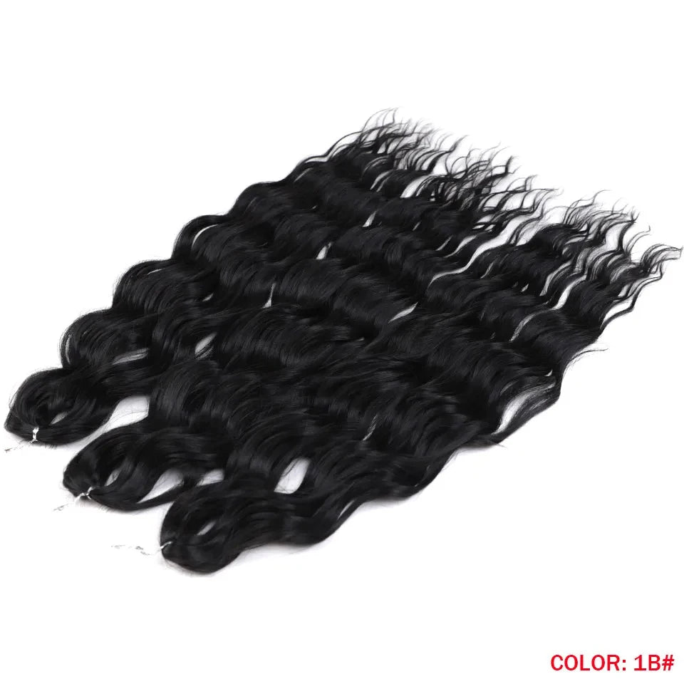 Noble 24 Inch Synthetic Hair Water Wave Braiding Hair Extensions Ombre Rainbow color Deep Wave Curl Twist Crochet Hair Extension