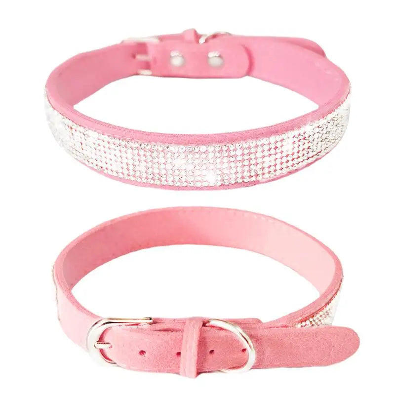 Crystal Dog Collar Comfortable Glitter Rhinestone Dog Collars Zinc Alloy Buckle Collar For Small Dogs Cats